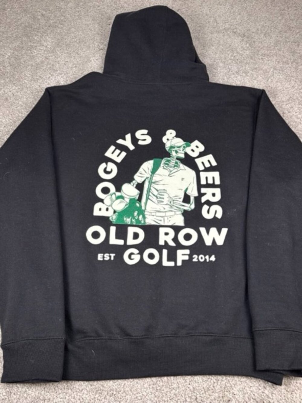 Old Row Men's Golf Bogeys and Beers Hoodie Sweatshirt Black Size Small